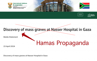 South African Government spreads Hamas lies about IDF Mass Graves